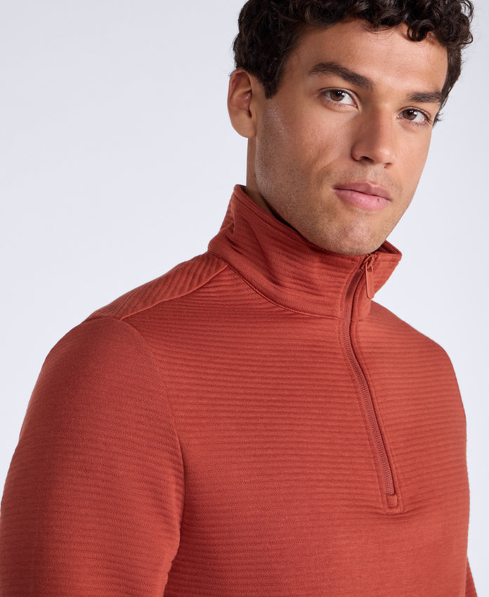 Sebastian Mens Ottoman Rib Fleece - Rust