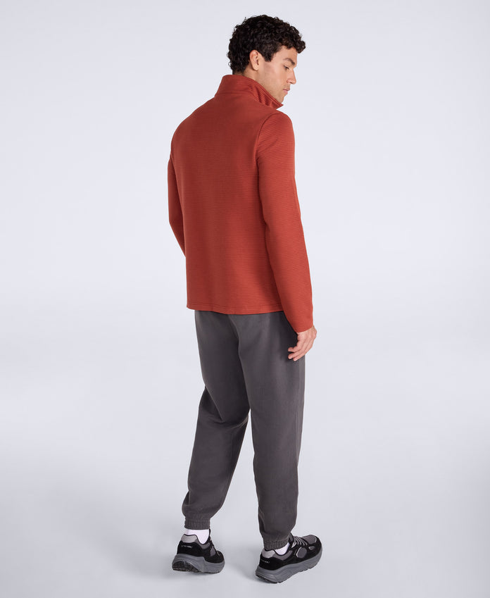 Sebastian Mens Ottoman Rib Fleece - Rust