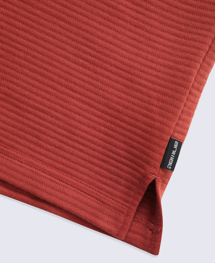Sebastian Mens Ottoman Rib Fleece - Rust