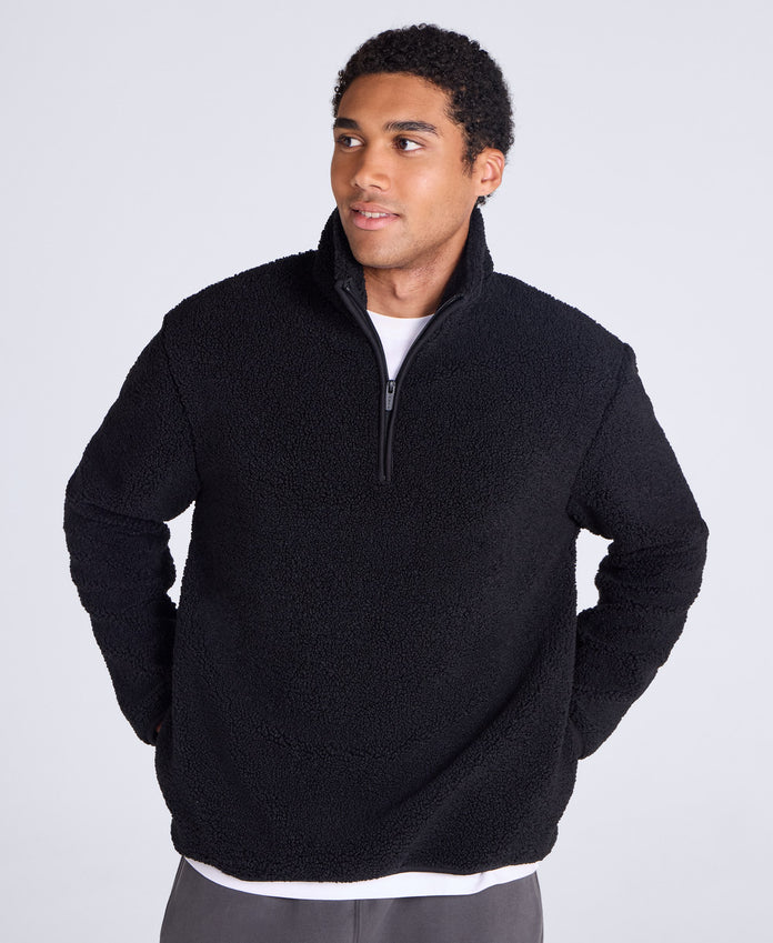 Blake Mens Boucle Half Zip Fleece - Black