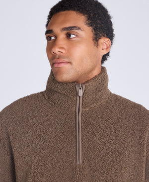 Blake Mens Boucle Half Zip Fleece - Dark Beige