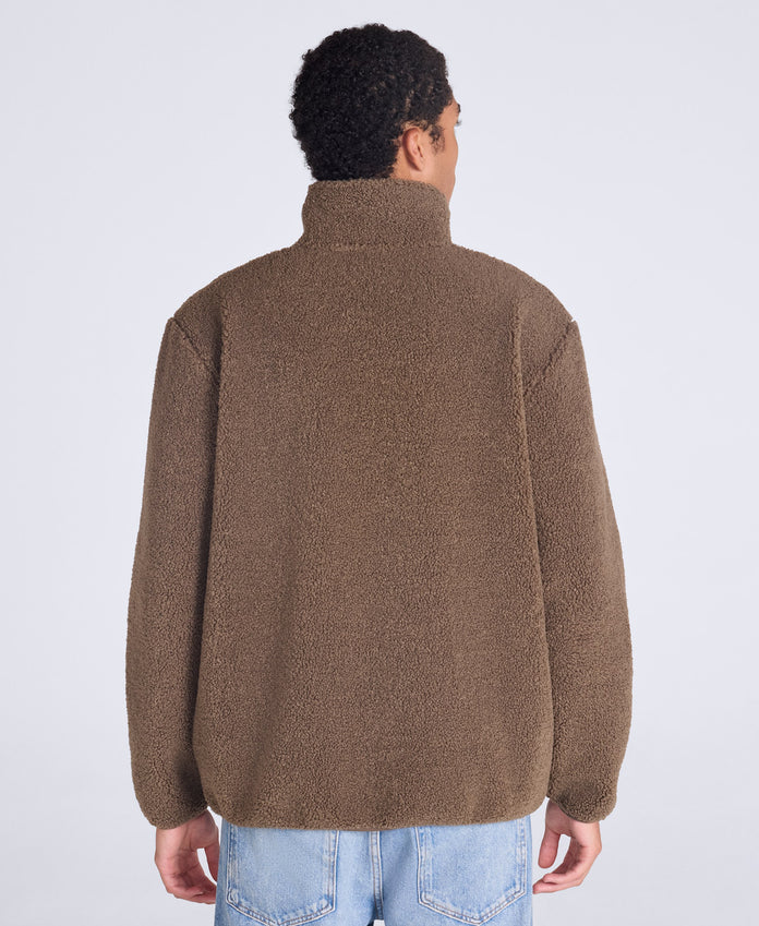 Blake Mens Boucle Half Zip Fleece - Dark Beige