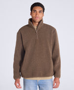 Blake Mens Boucle Half Zip Fleece - Dark Beige