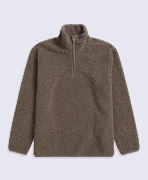 Blake Mens Boucle Half Zip Fleece - Dark Beige