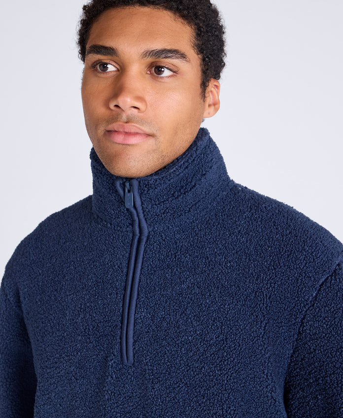 Blake Mens Boucle Half Zip Fleece - Navy