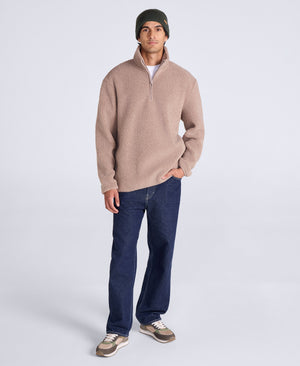 Blake Mens Boucle Half Zip Fleece - Taupe