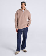 Blake Mens Boucle Half Zip Fleece - Taupe