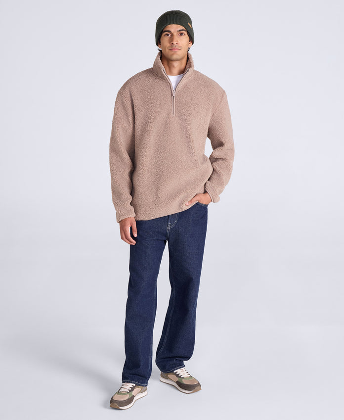 Blake Mens Boucle Half Zip Fleece - Taupe
