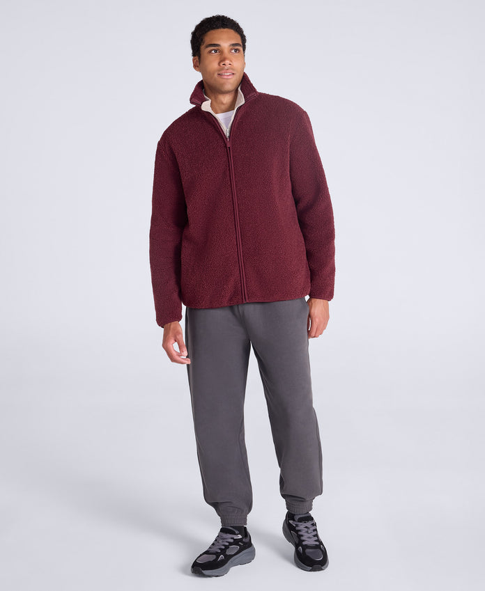 Blake Mens Boucle Full Zip Fleece - Burgundy