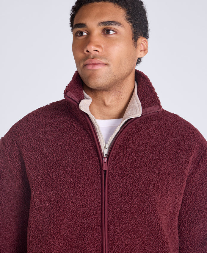 Blake Mens Boucle Full Zip Fleece - Burgundy