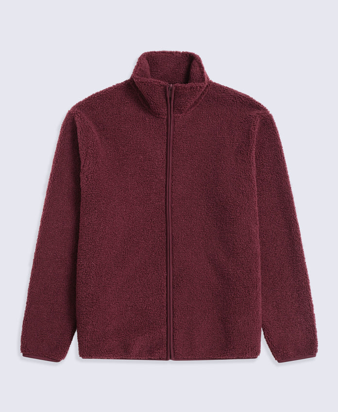 Blake Mens Boucle Full Zip Fleece - Burgundy