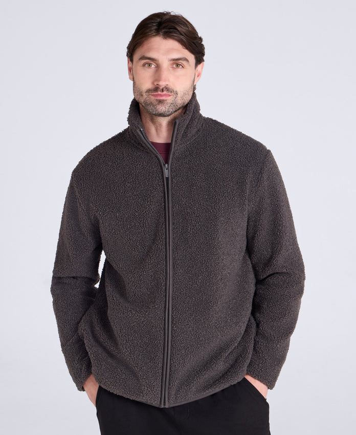 Blake Mens Boucle Full Zip Fleece - Dark Grey