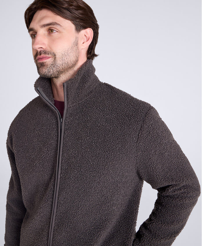 Blake Mens Boucle Full Zip Fleece - Dark Grey