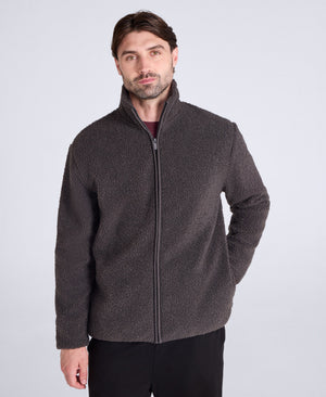 Blake Mens Boucle Full Zip Fleece - Dark Grey