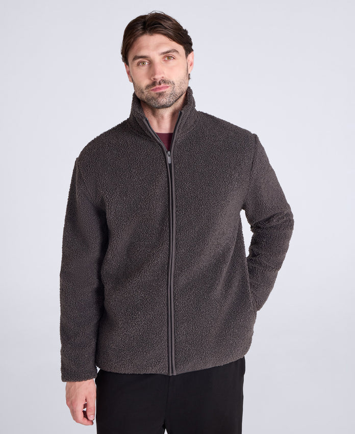 Blake Mens Boucle Full Zip Fleece - Dark Grey