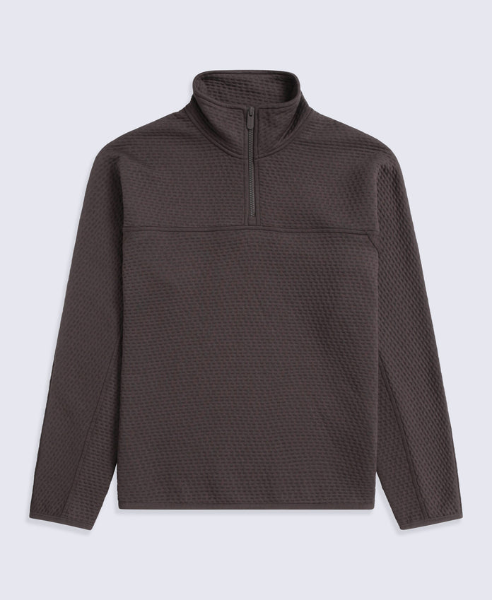 Dani Dimple Womens Half Zip Texture Fleece - Brown