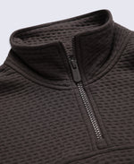 Dani Dimple Womens Half Zip Texture Fleece - Brown