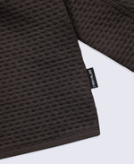 Dani Dimple Womens Half Zip Texture Fleece - Brown