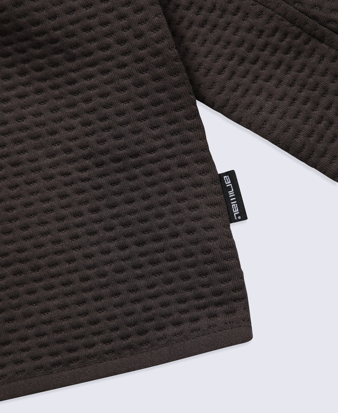 Dani Dimple Womens Half Zip Texture Fleece - Brown