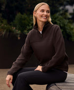 Dani Dimple Womens Half Zip Texture Fleece - Brown