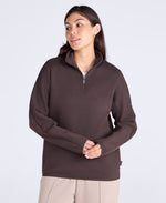Dani Dimple Womens Half Zip Texture Fleece - Brown