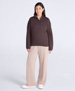 Dani Dimple Womens Half Zip Texture Fleece - Brown