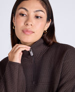 Dani Dimple Womens Half Zip Texture Fleece - Brown