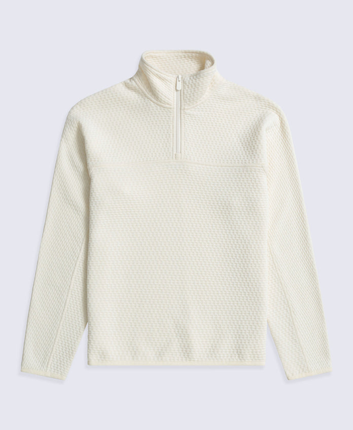 Dani Dimple Womens Half Zip Texture Fleece - Cream