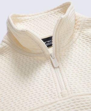 Dani Dimple Womens Half Zip Texture Fleece - Cream