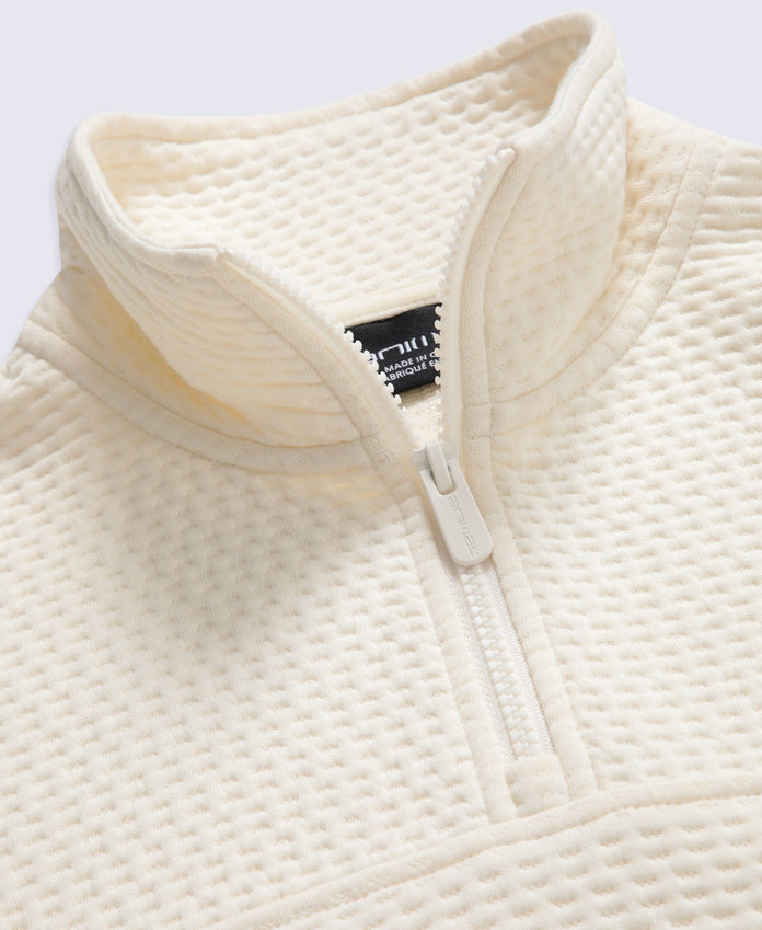 Dani Dimple Womens Half Zip Texture Fleece - Cream