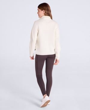 Dani Dimple Womens Half Zip Texture Fleece - Cream
