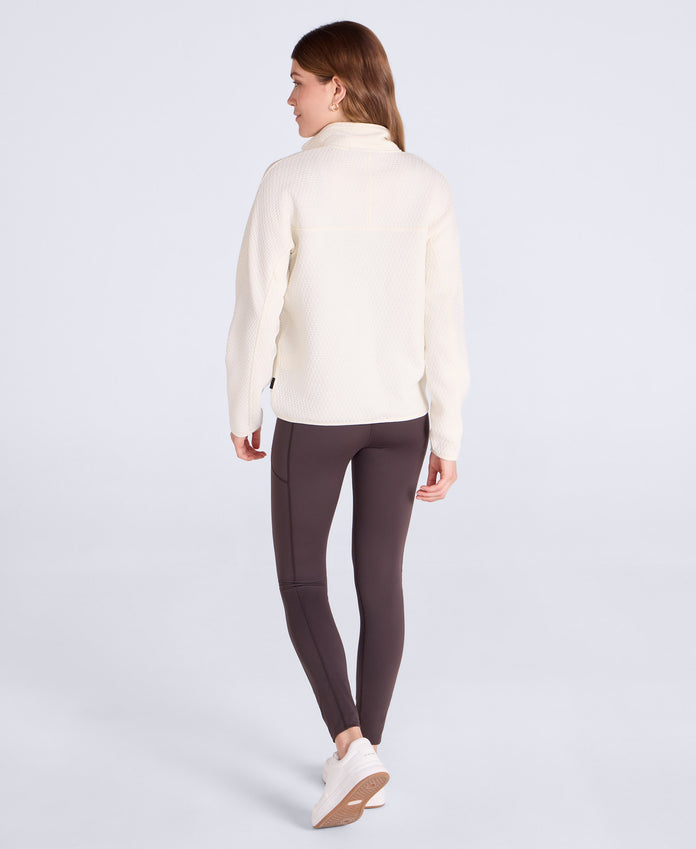Dani Dimple Womens Half Zip Texture Fleece - Cream
