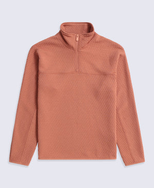 Dani Dimple Womens Half Zip Texture Fleece - Rust