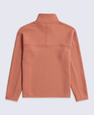 Dani Dimple Womens Half Zip Texture Fleece - Rust