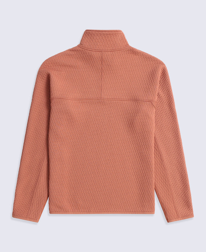 Dani Dimple Womens Half Zip Texture Fleece - Rust