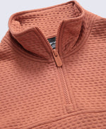 Dani Dimple Womens Half Zip Texture Fleece - Rust