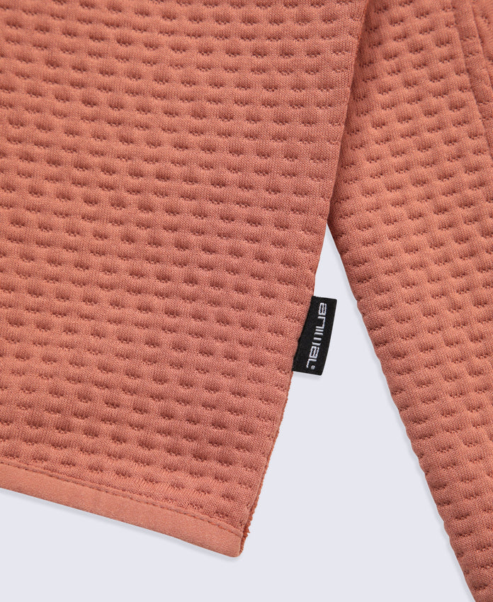 Dani Dimple Womens Half Zip Texture Fleece - Rust
