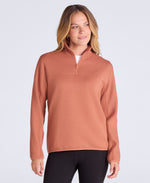 Dani Dimple Womens Half Zip Texture Fleece - Rust