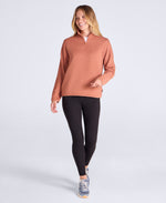 Dani Dimple Womens Half Zip Texture Fleece - Rust