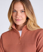 Dani Dimple Womens Half Zip Texture Fleece - Rust