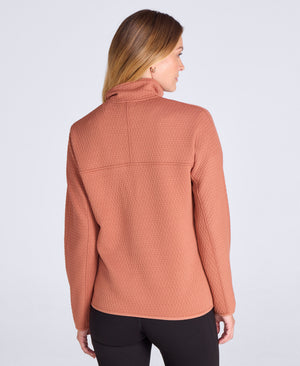 Dani Dimple Womens Half Zip Texture Fleece - Rust