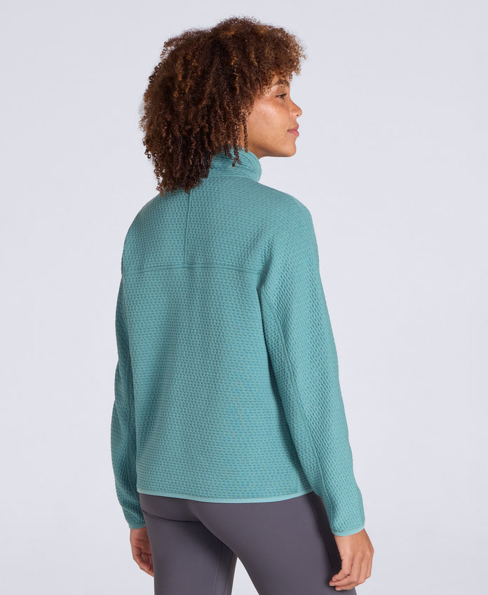 Dani Dimple Womens Half Zip Texture Fleece - Teal