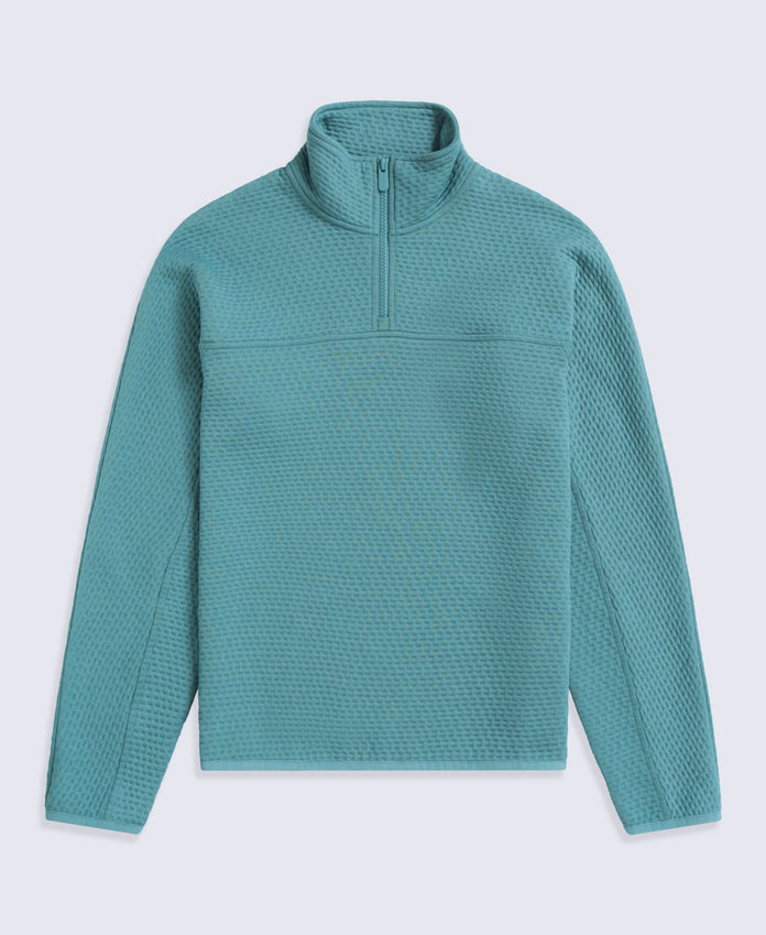 Dani Dimple Womens Half Zip Texture Fleece - Teal