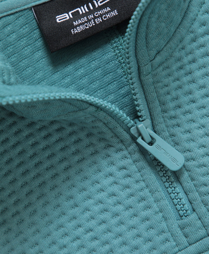 Dani Dimple Womens Half Zip Texture Fleece - Teal