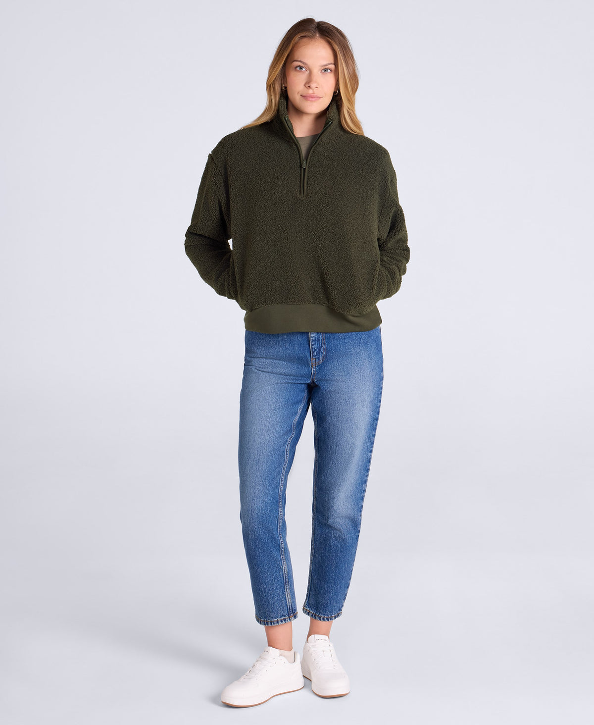 Womens Blake Boucle Half Zip Fleece - Dark Green