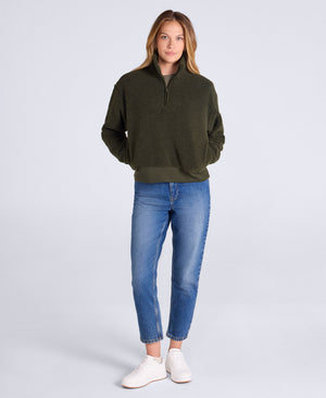 Womens Blake Boucle Half Zip Fleece - Dark Green