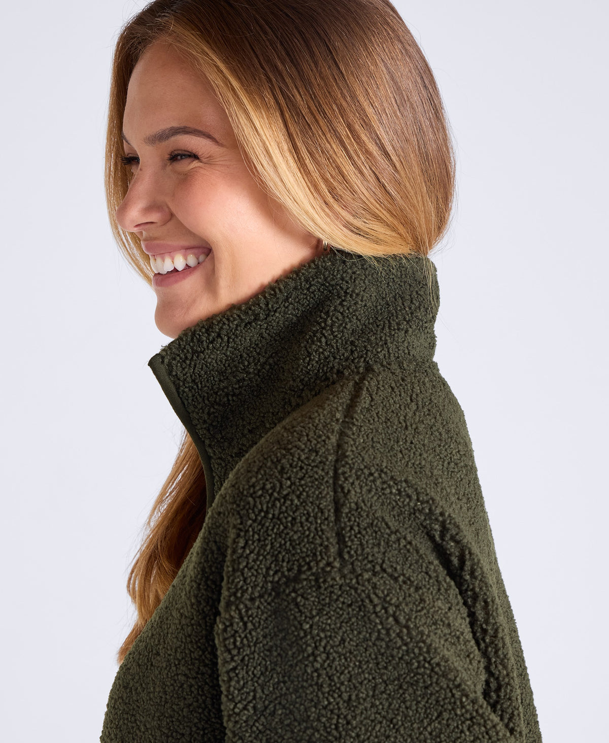Womens Blake Boucle Half Zip Fleece - Dark Green