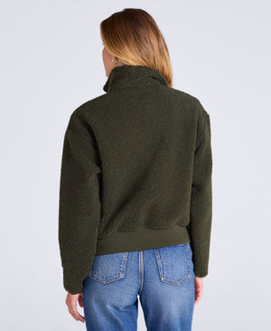 Womens Blake Boucle Half Zip Fleece - Dark Green