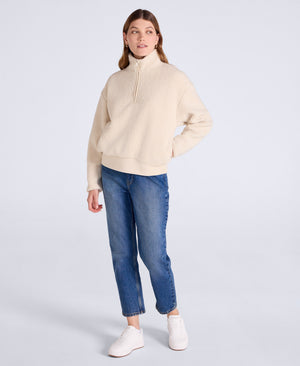 Womens Blake Boucle Half Zip Fleece - Off White