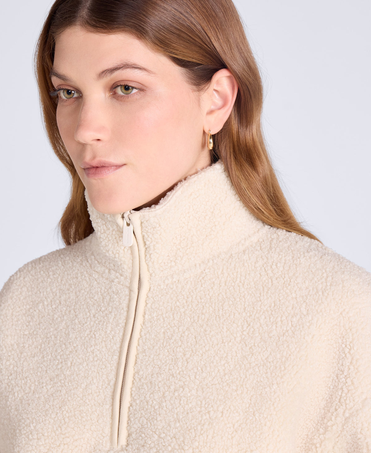 Womens Blake Boucle Half Zip Fleece - Off White